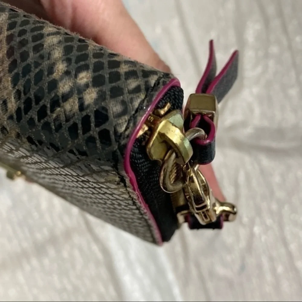 Stella & dot python embossed leather wristlet wallet